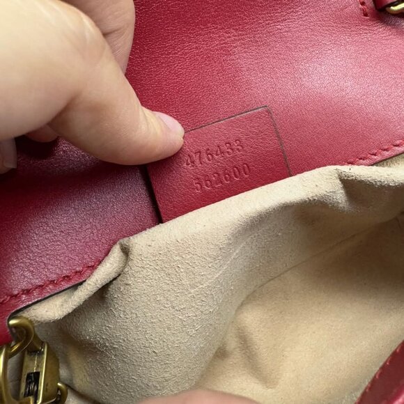 Gucci GG Marmont Super mini Flap Red Leather Shoulder Bag 750-060625 - Picture 14 of 16